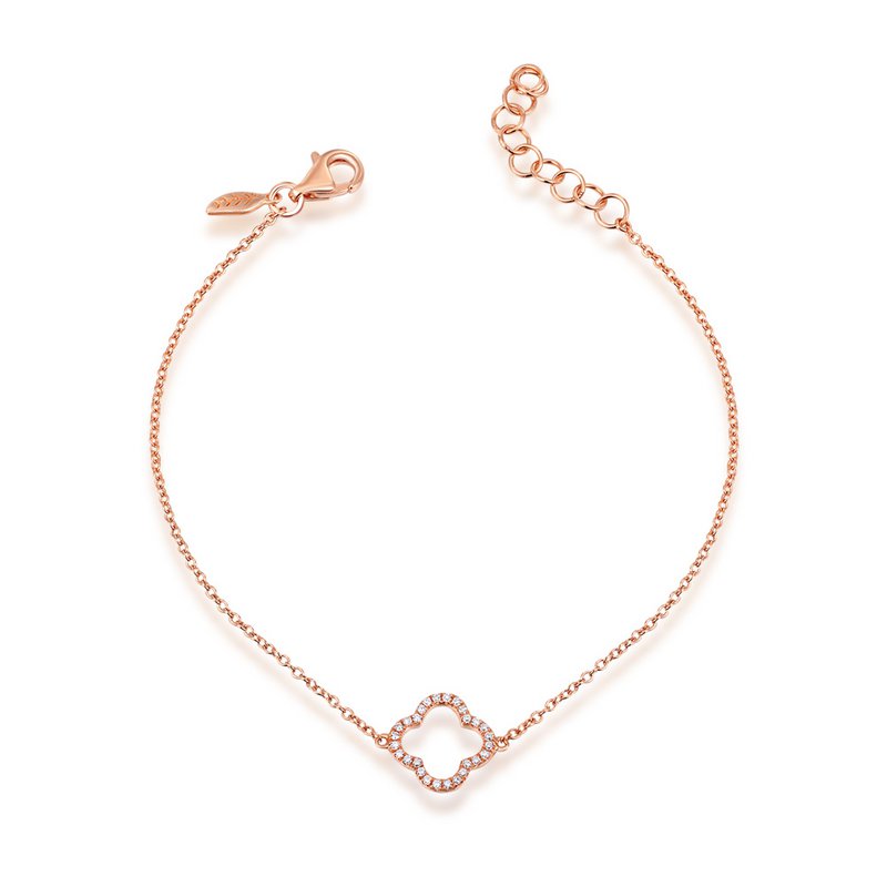 Bracciale trifoglio con diamanti, oro rosa 18 carati