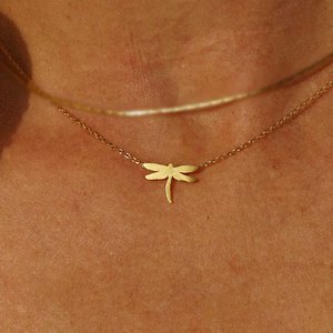 Dragonfly ketting verguld met romantisch fijn goud
