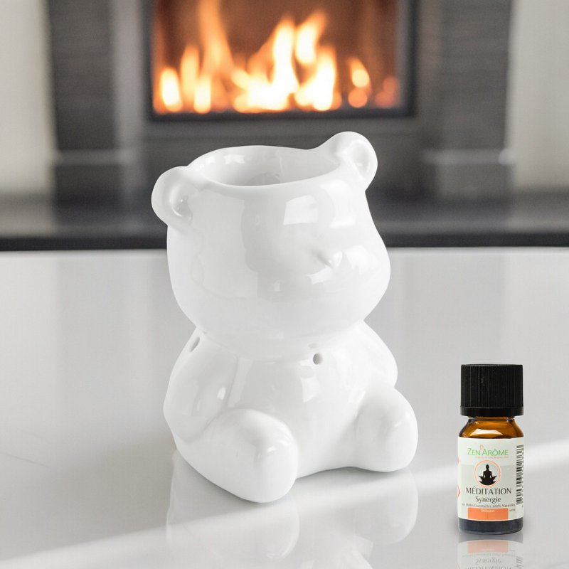 Céramy Series Parfumebrænder – Teddy – Lakeret keramisk lysestage – Spredning af duftvoks, æteriske olier – Dekorativ gaveidé