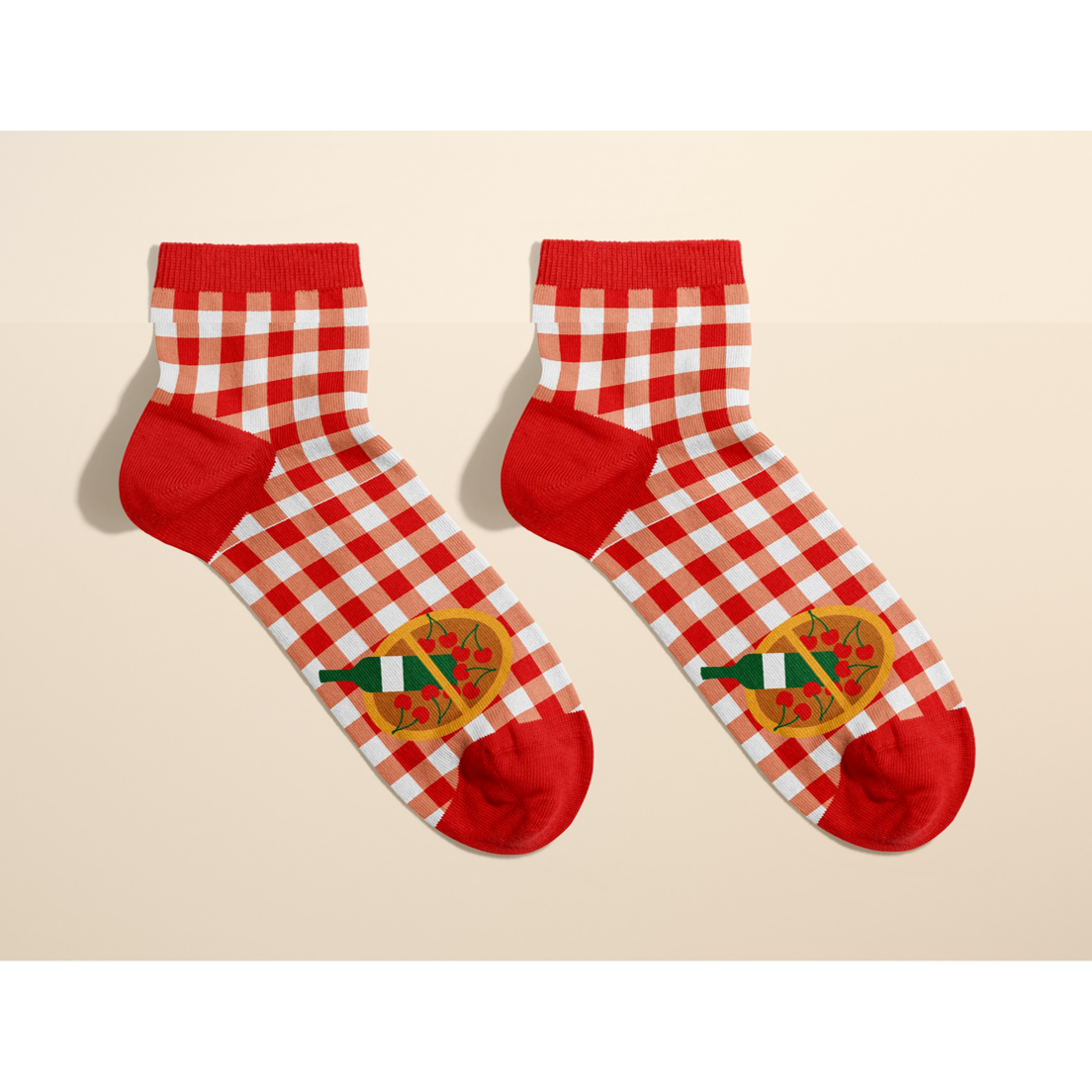 Picknick Douille sokken - rode gingham 36/40