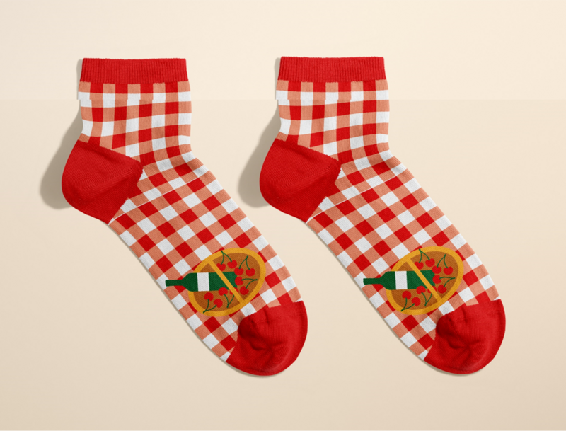 Picnic Douille socks - red gingham 36/40