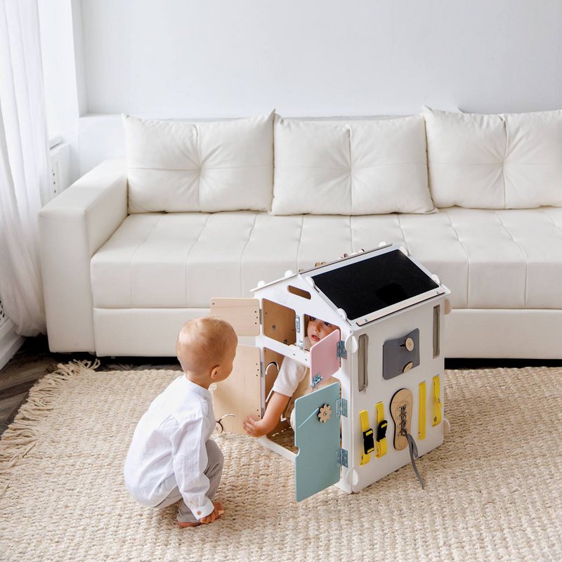 Set - BusyBoard little house white/pastel and creative cube