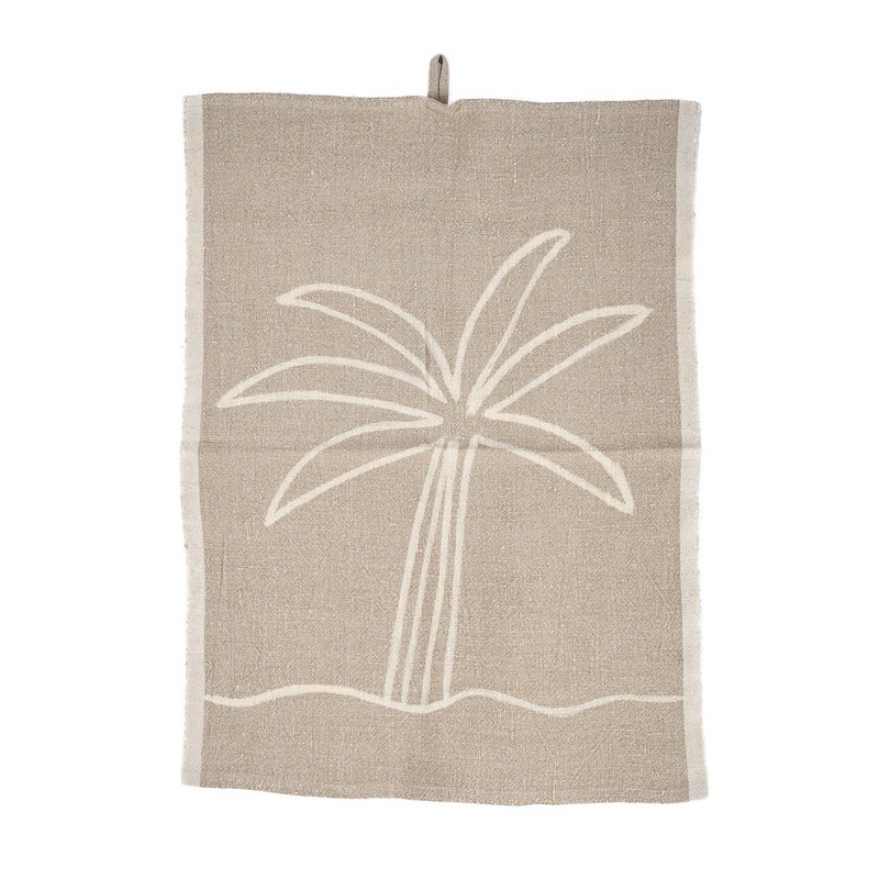 The Linen Palm Tree Kitchen Towel - Natural White - 50x70