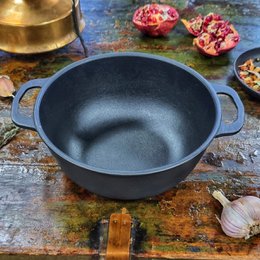 Padella frittura in ghisa - 5 litri - Adatto per l'induzione - coperchio in vetro - padella ghisa - padelle - casseruola - padella set - regalo - pfas gratis - matt black copy