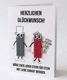 Carte postale de célébration de mariage – Brique de construction LEGO