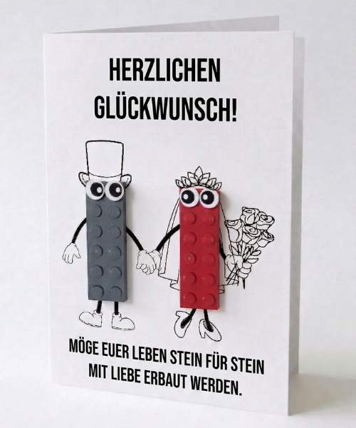 Carte postale de célébration de mariage – Brique de construction LEGO