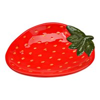Decorative strawberry plate made of ceramic, red (W/H/D) 13x2x16cm