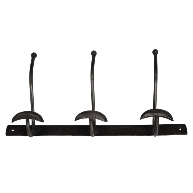 Iron hanger with 3 hooks 54 x 11 x 25 h cm