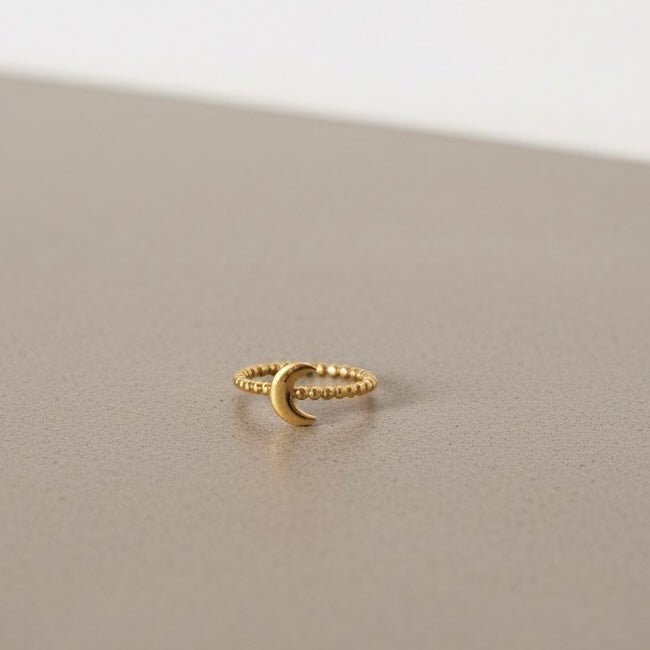 ANILLO LUNA BEAD – Anillo de luna dorado ajustable e impermeable