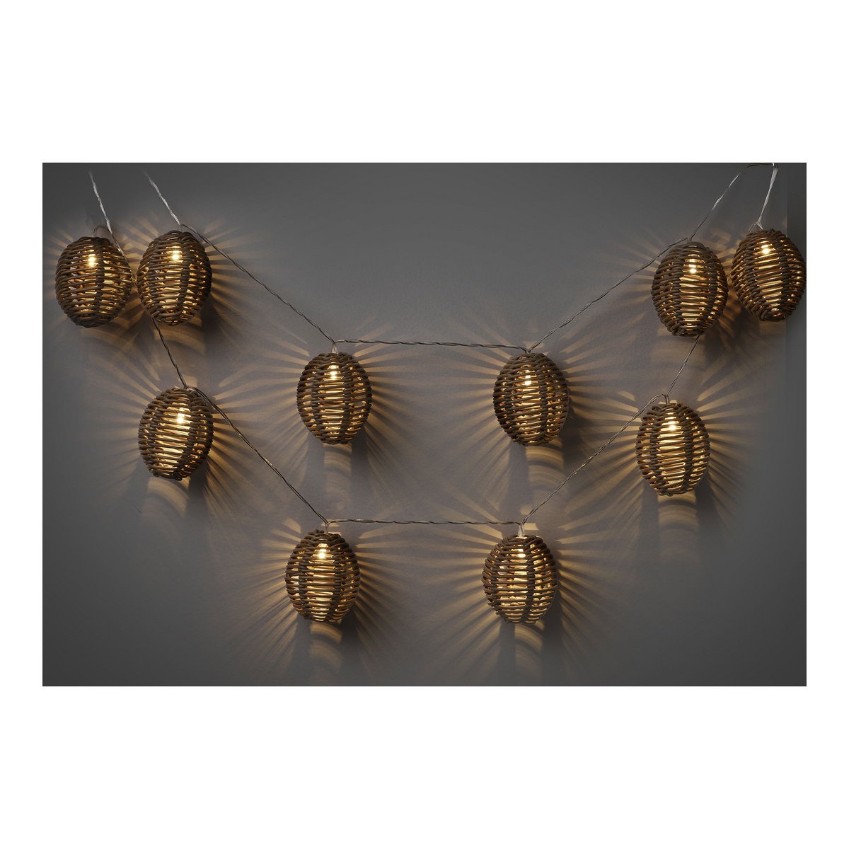 Lampa łańcuchowa LED Carlisle, polirattan/metal, naturalny/czarny