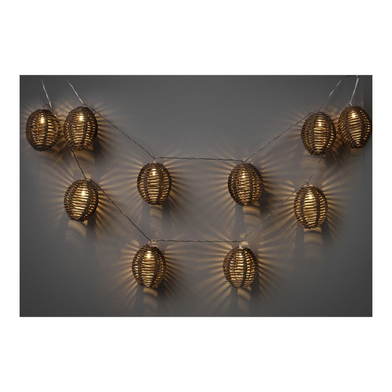Lampa łańcuchowa LED Carlisle, polirattan/metal, naturalny/czarny
