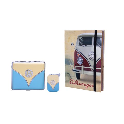 Geschenkbuchbox VW Volkswagen Zigarettenetui und Van-Feuerzeug mit Spiegeleffekt