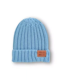 Cappello Merino Lavorato A Coste Azzurro