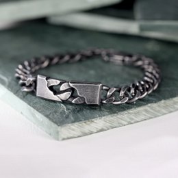 Bold Blackened Stainless Steel Curb Chain Bracelet