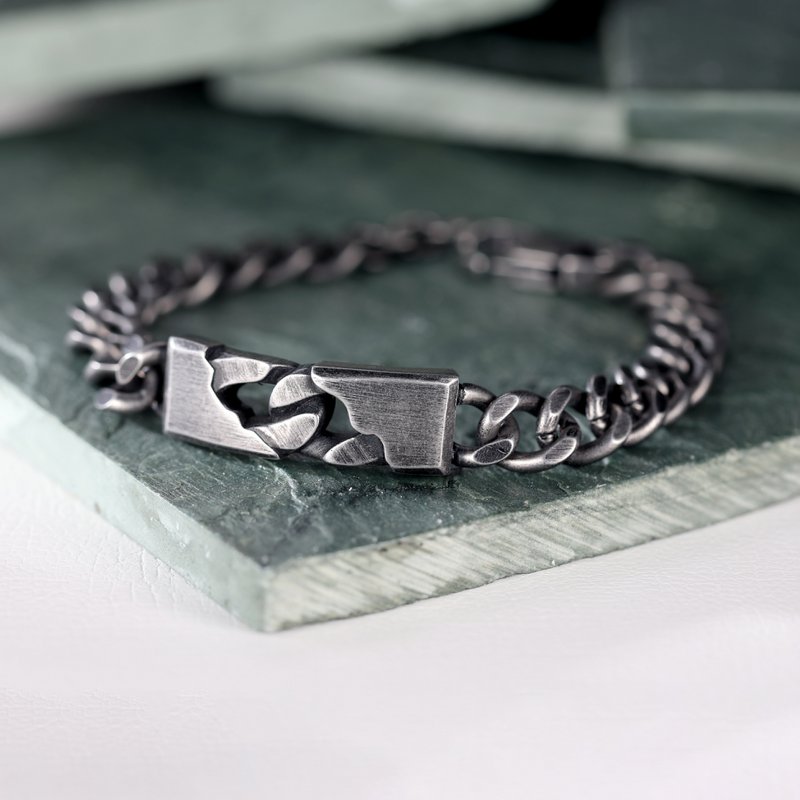 Bold Blackened Stainless Steel Curb Chain Bracelet