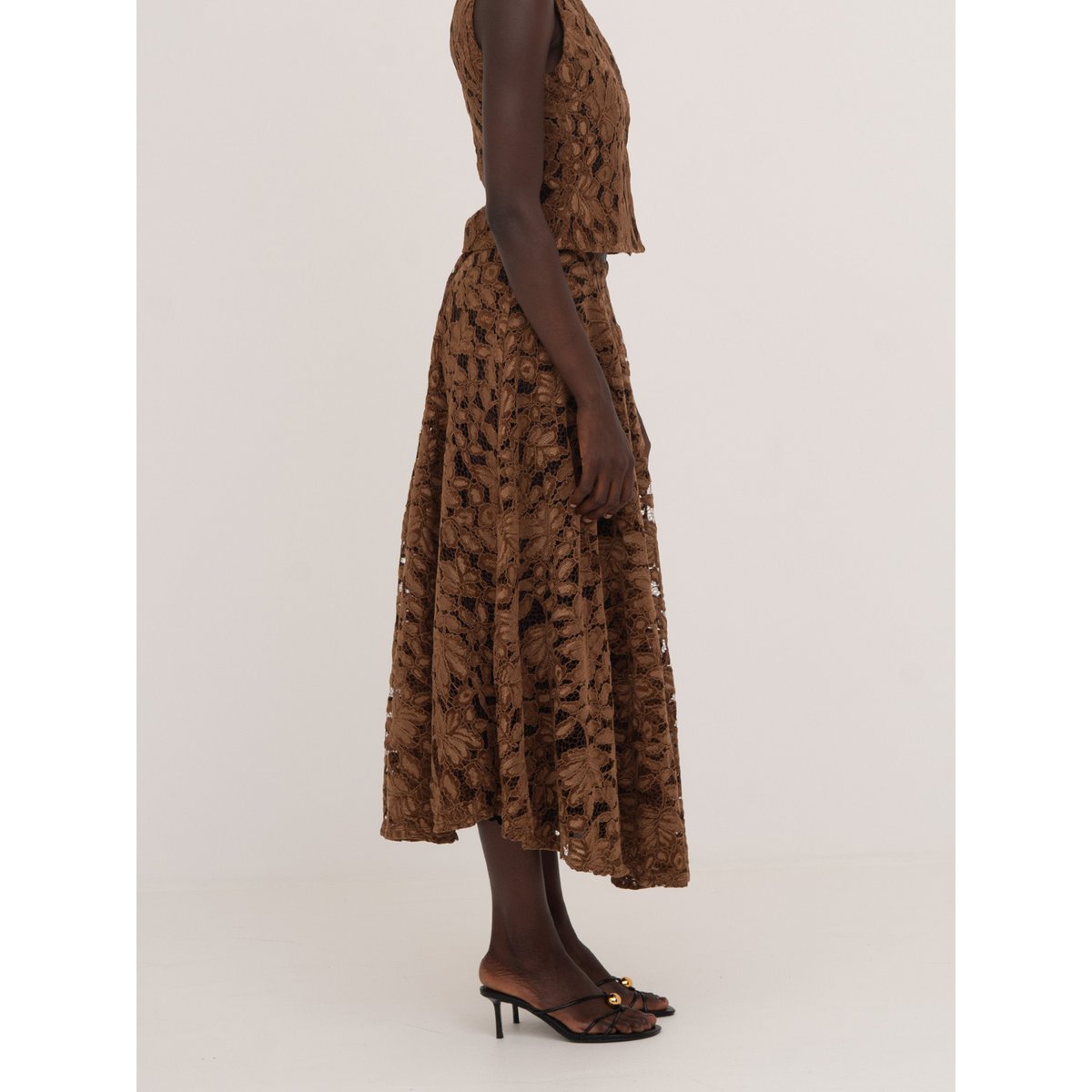 Lovers Brown Velvet Lace Occasion Skirt