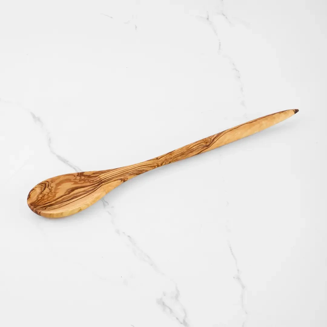 Olive Wood Cooking Spoon – Handmade with Acute Handle