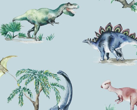 Dinosaurier Kindertapete - Himmelblaue Farbe