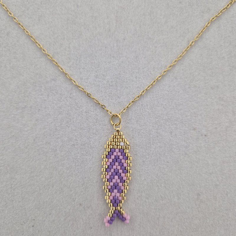 Necklace with Miyuki fish - Purple Pink