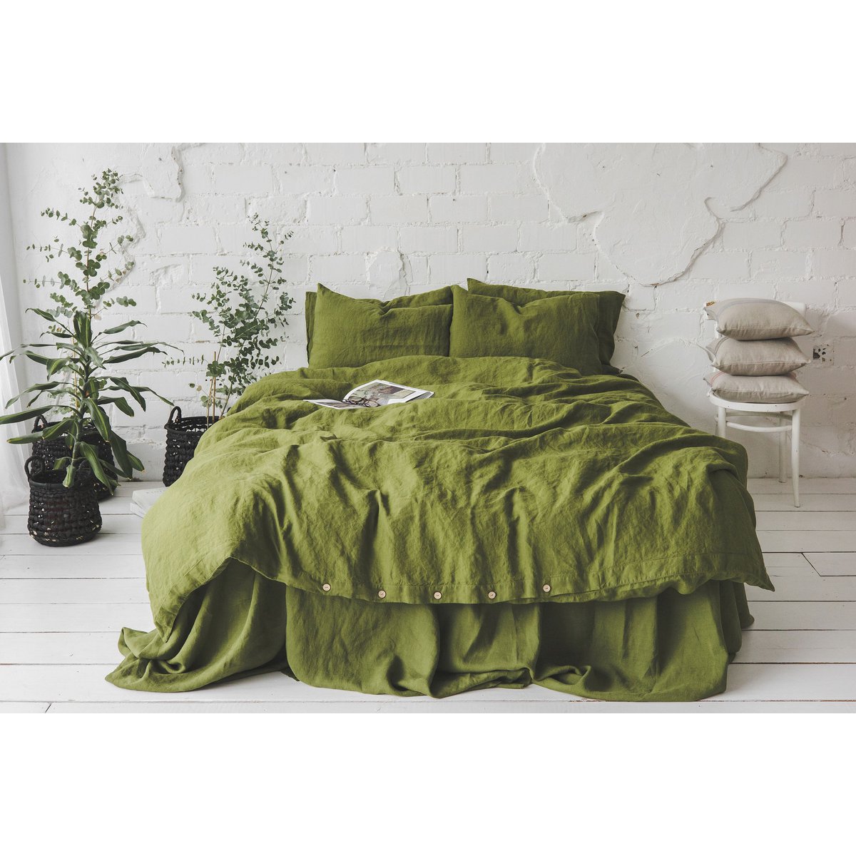 Linnen beddengoedset voor VK/EU in verschillende kleuren en maten