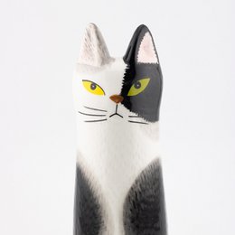 Fajance vase kat sort/hvid