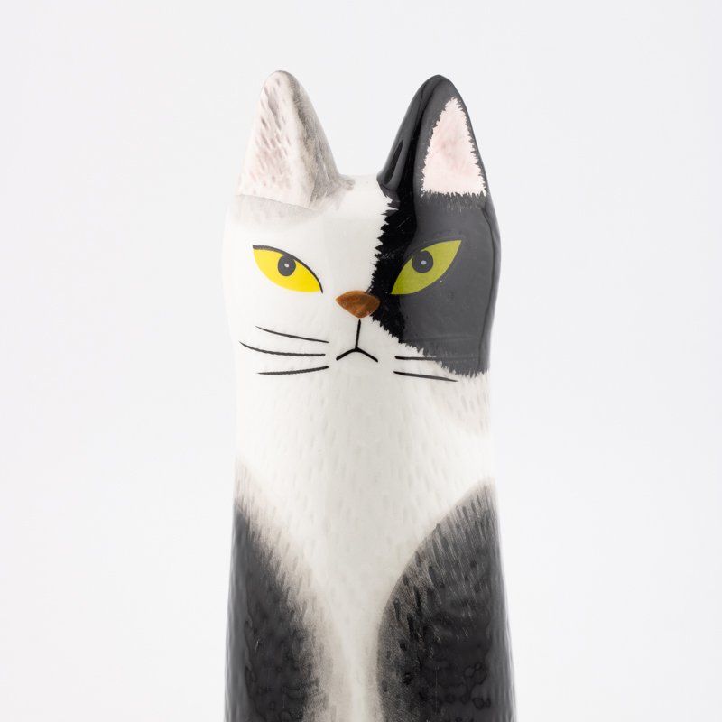 Fajance vase kat sort/hvid