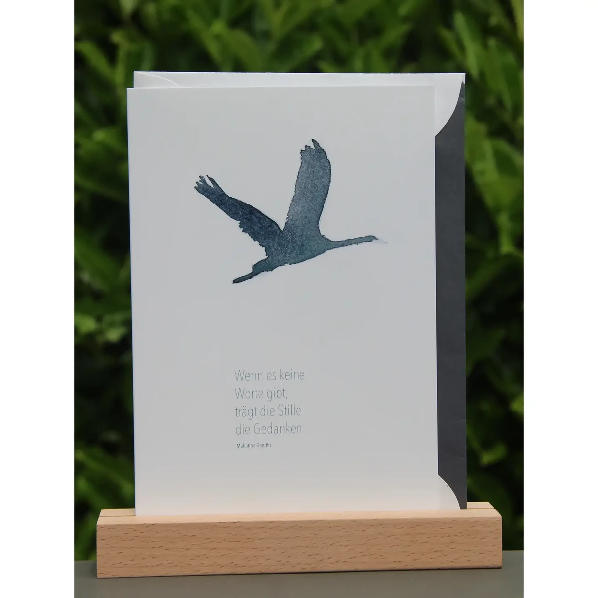 Watercolor sympathy card | Flying crane | Quote M. Gandhi