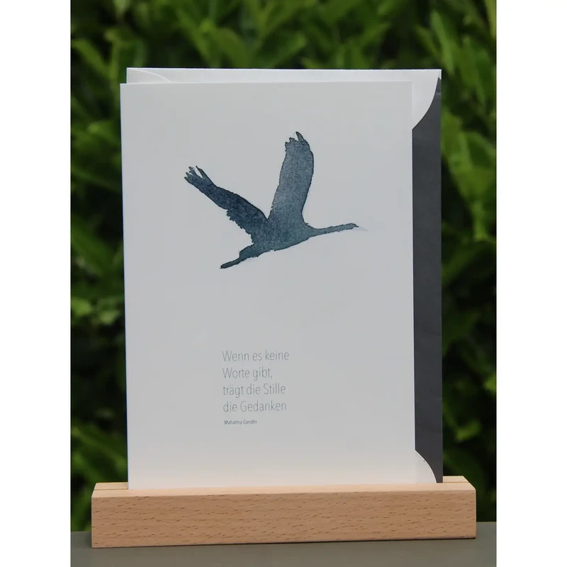 Watercolor sympathy card | Flying crane | Quote M. Gandhi