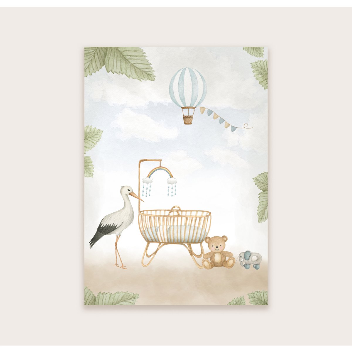 Ansichtkaart baby blauw