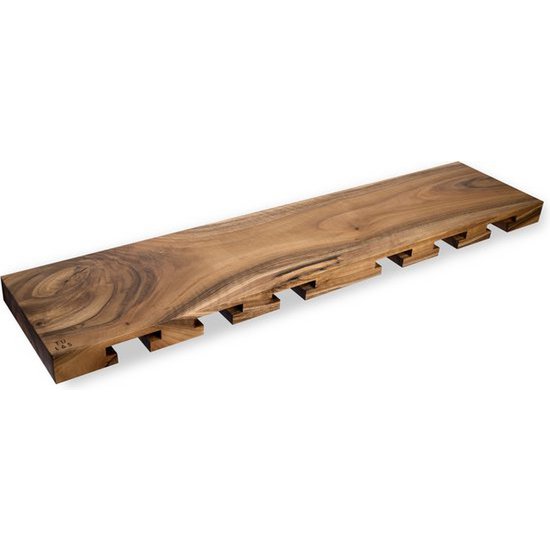 Ręcznie robiony drewniany ścienny uchwyt na kieliszki do wina Tu Las™ - 94 x 22 x 4 cm - Trwały stojak na szkło - Orzech
