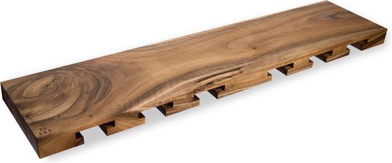 Tu Las™ Handgefertigter Weinglashalter aus Holz für die Wand – 94 x 22 x 4 cm – Langlebiges Glasregal – Nussbaum