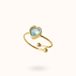 Maart geboortesteen hartring - aquamarine