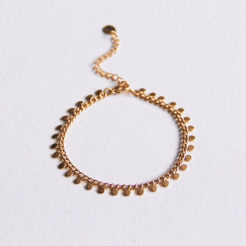 SA832: Steel chain bracelet with coins - gold