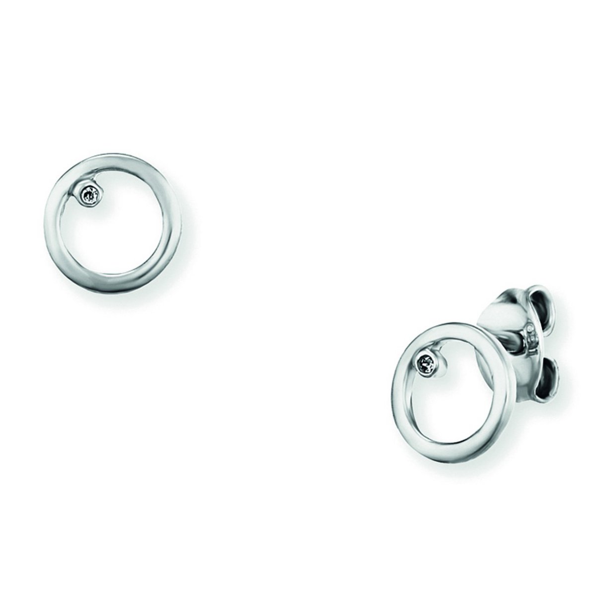 Ear studs 925/- sterling silver rhodium-plated zirconia