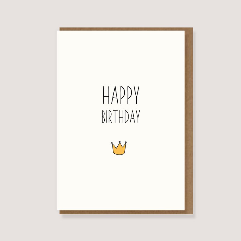 Foldekort med konvolut - "Crown - Happy Birthday"