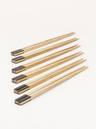Set de 6 pares de palillos en bambú y cuerno negro