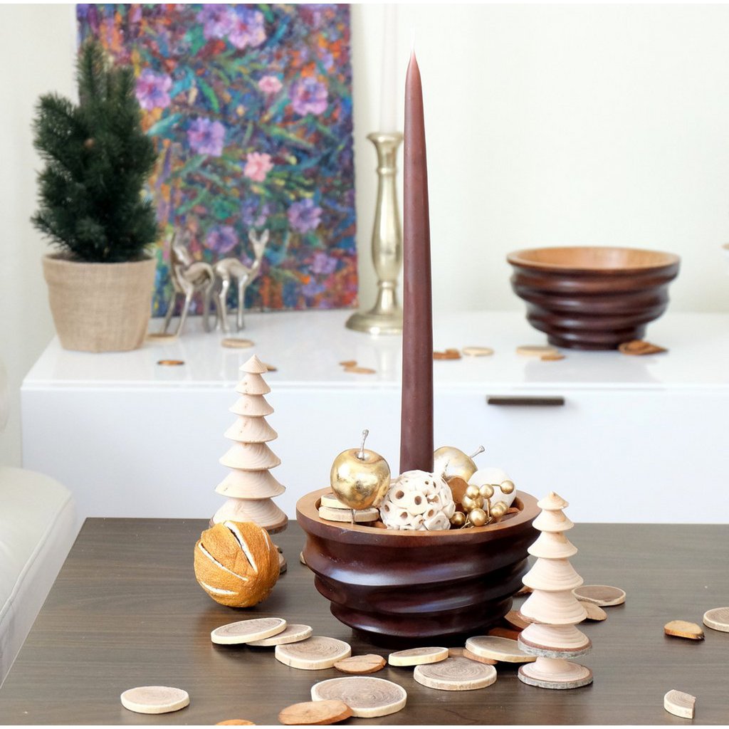 Houten schaal - fruitschaal - slakom - model Twist - choco - verschillende maten