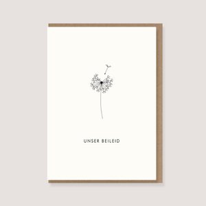 Folding card with envelope - "Dandelion - Our condolences"