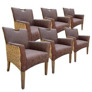 Rattan chair chair set 6 pieces upholstered with armrests darwin dining room upholstered leather optics nutmeg
