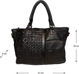 Black ladies bag or shoulder bag made of braided leather handles and