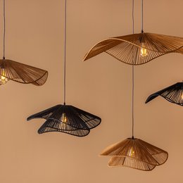 Lampe à suspension superposée Fedora, naturel