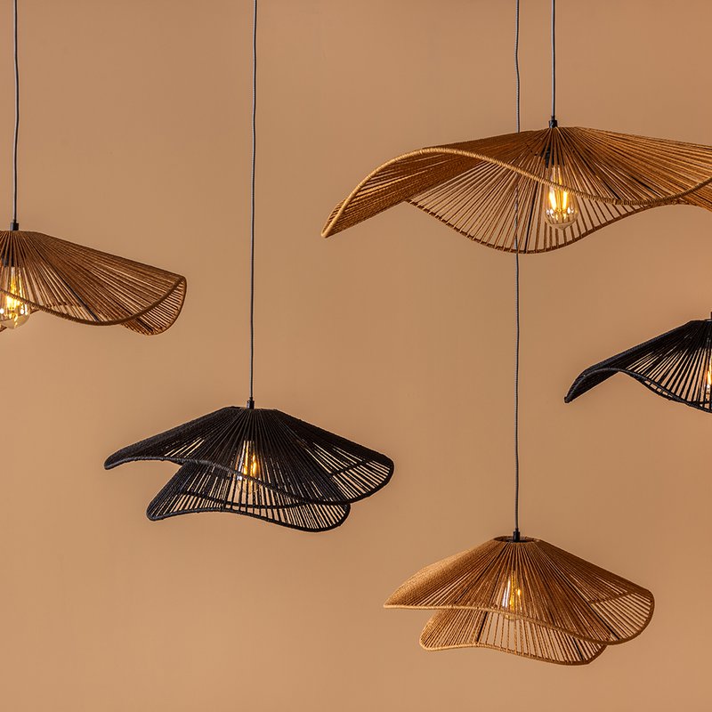 Lampe à suspension superposée Fedora, naturel
