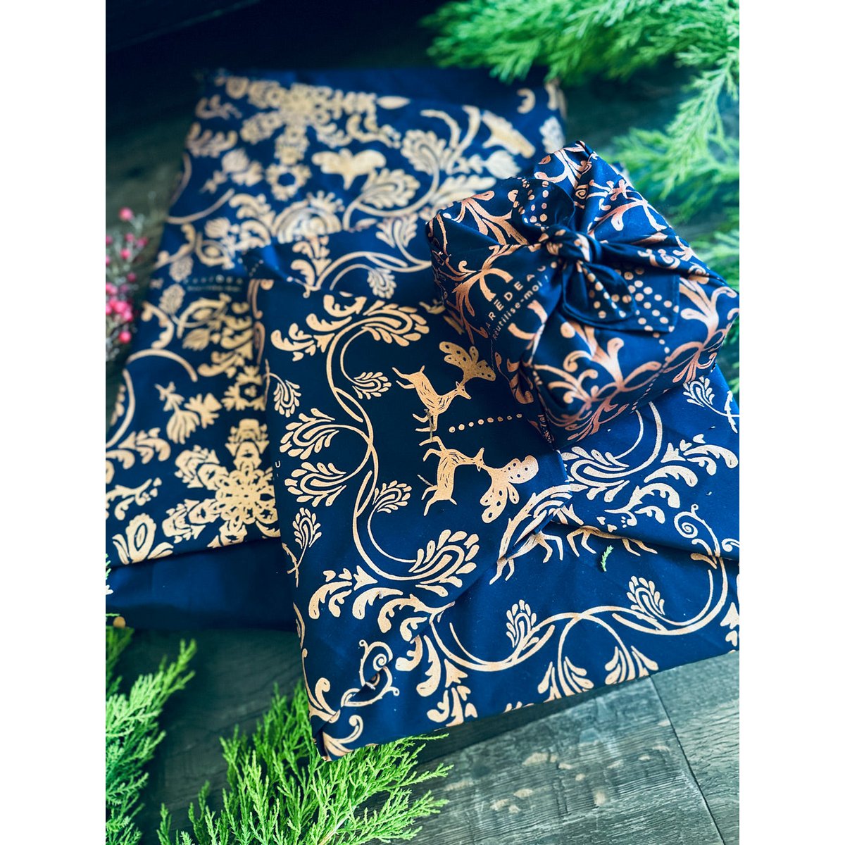 Set of 3 Reusable Recycled Cotton Gift Wrapping MYSTERIOUS Family Pack