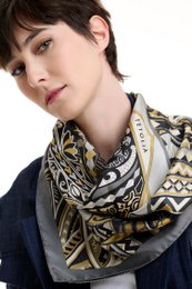 Power of Life - Grey 90*90 cm - 100% Silk Twill