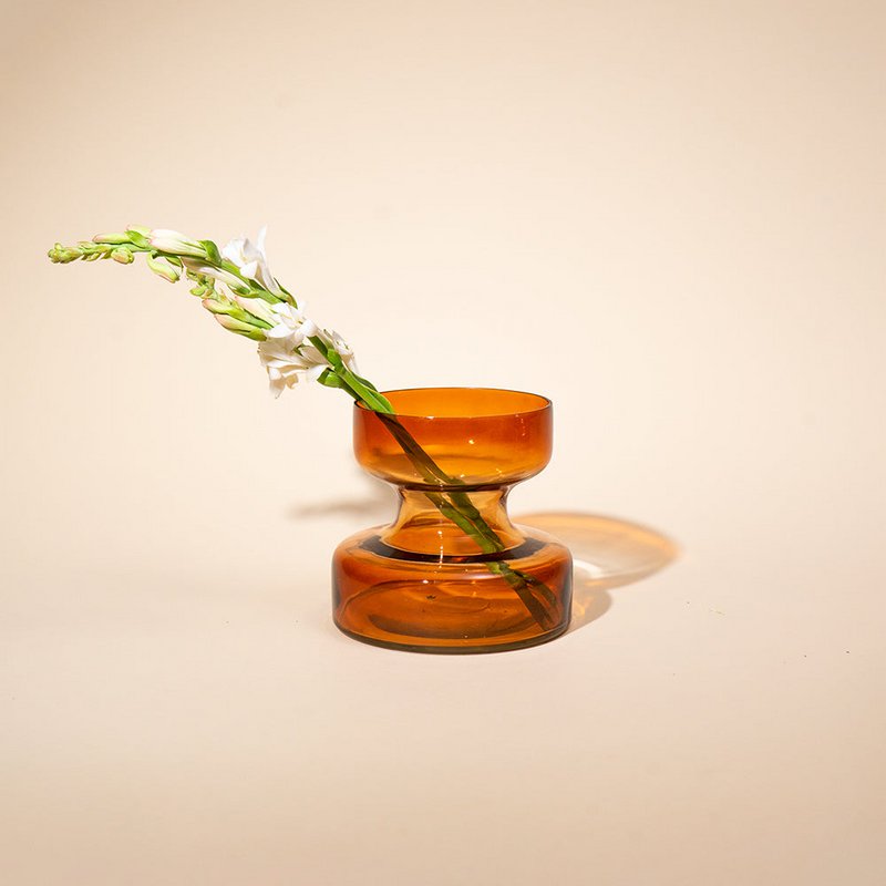 Vase | Mundgeblasenes getöntes Glas Haze Largemouth Two | Braun
