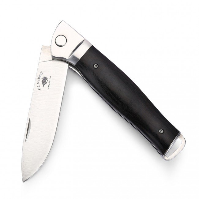ED MAHONY Ebony Folder 3ème génération du couteau de poche de la série Ground Zero Liner Lock, 440C, bois Pakka noir