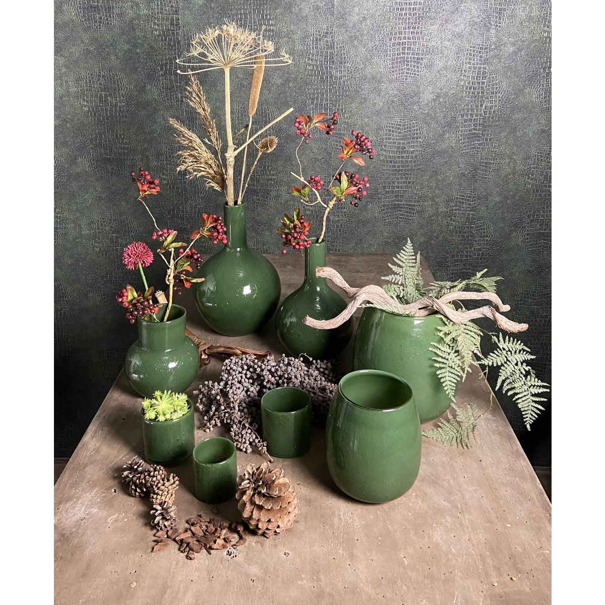 Vase Tulip green L