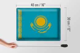Signe en étain drapeau du Kazakhstan, 40x30cm, Vintage, Kazakhstan