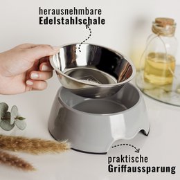 NE & NO® Food Bowl - 2 Set - voor honden en katten - Grijs [Grootte. S / M / L / XL]