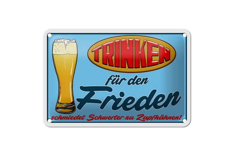 Tin Sign Alcohol 18x12cm Drink for Peace Beer Decoration